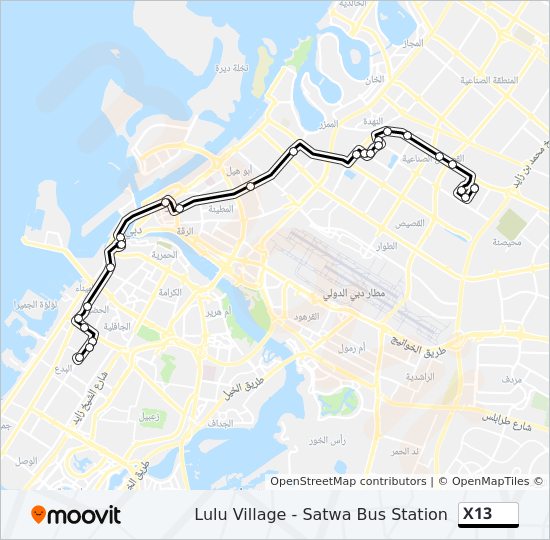 X13 bus Line Map