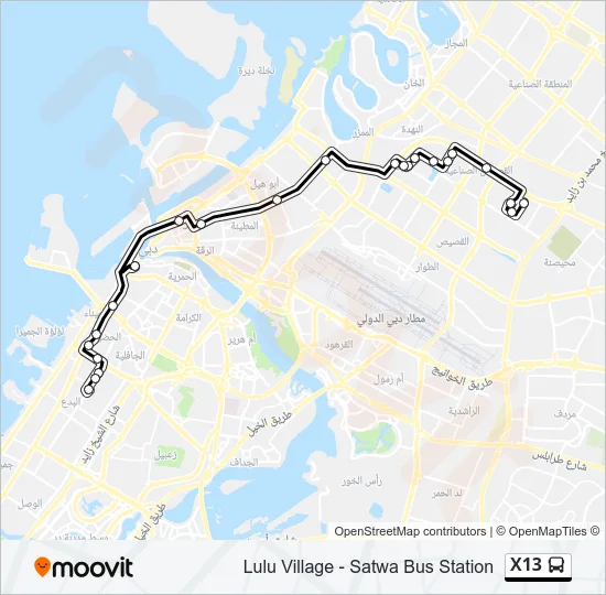 X13 Bus Line Map