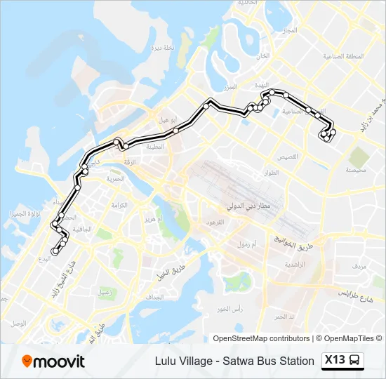 X13 Bus Line Map