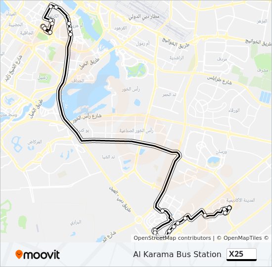 خريط الخط لـ X25 حافلة