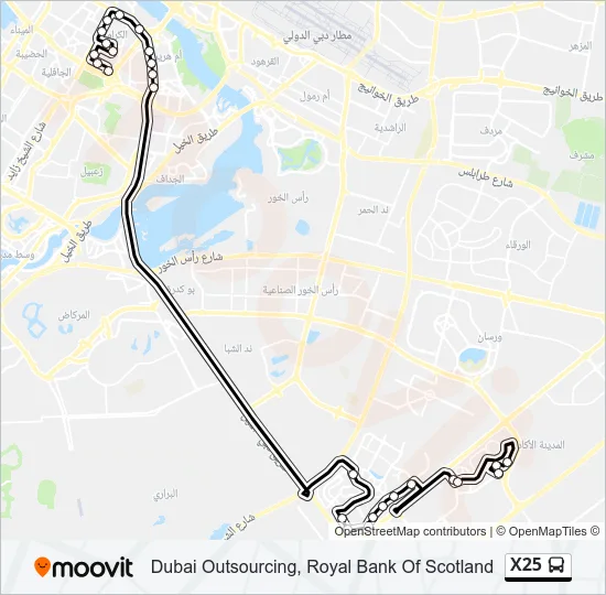 X25 Bus Line Map