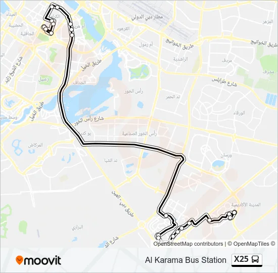 X25 Bus Line Map
