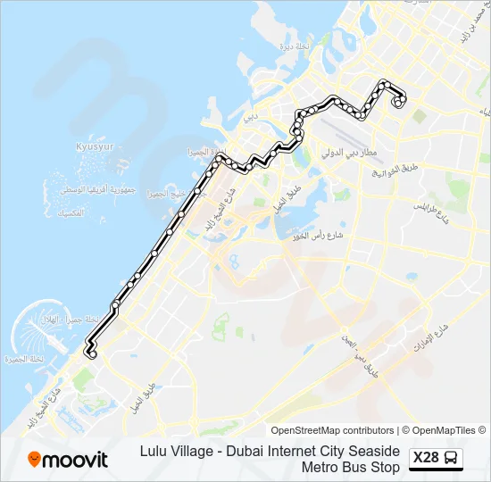 X28 Bus Route Map X28 Route: Schedules, Stops & Maps - Dubai Internet City Seaside Metro Bus  Stop (Updated)