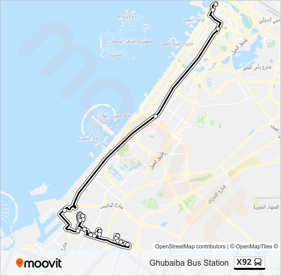 X92 bus Line Map