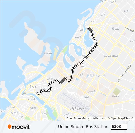 E303 bus Line Map