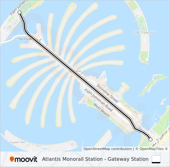 خريط الخط لـ DUBAI MONORAIL سكة حديدية خفيفة