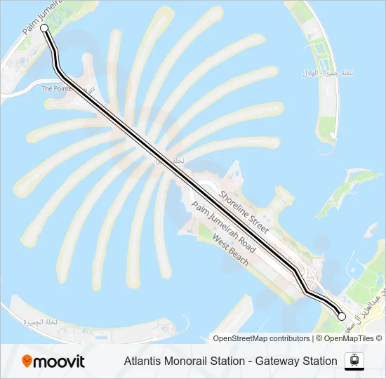 DUBAI MONORAIL Light Rail Line Map