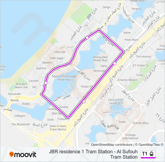 T1 Light Rail Line Map