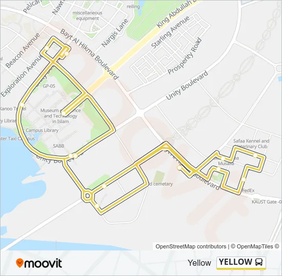 YELLOW Bus Line Map