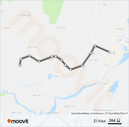 خريط الخط لـ 264 حافلة