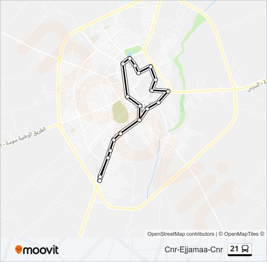 Plan de la ligne 21 de bus