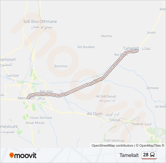 خريط الخط لـ 28 حافلة