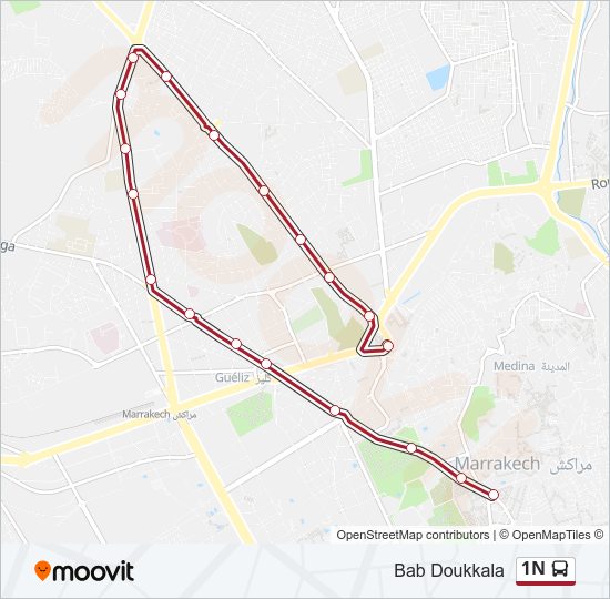 خريط الخط لـ 1N حافلة