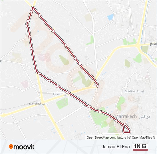 خريط الخط لـ 1N حافلة