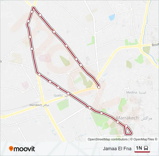 1N Bus Line Map