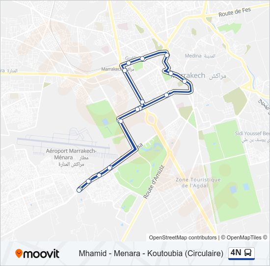 خريط الخط لـ 4N حافلة