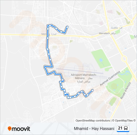 خريط الخط لـ 21 حافلة