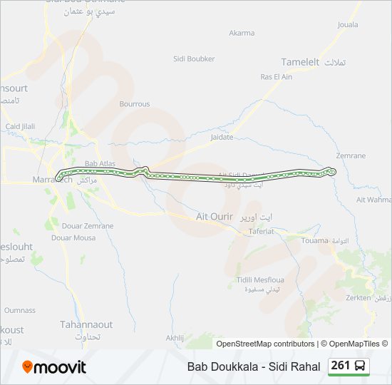 خريط الخط لـ 261 حافلة