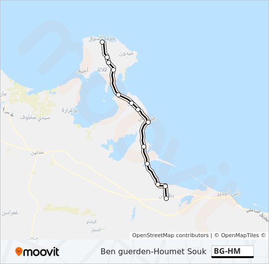 Plan de la ligne BG-HM de bus