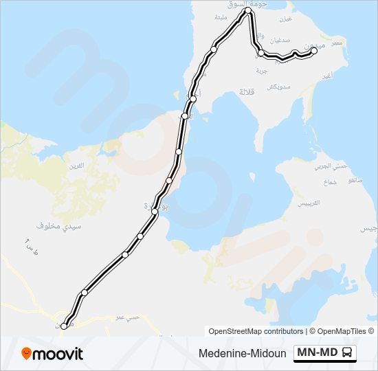 Plan de la ligne MN-MD de bus