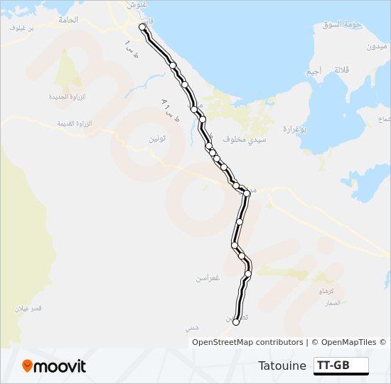 Plan de la ligne TT-GB de bus