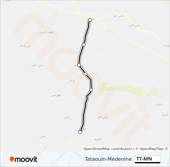 Plan de la ligne TT-MN de bus