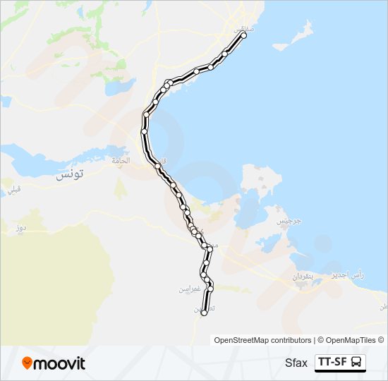 Plan de la ligne TT-SF de bus