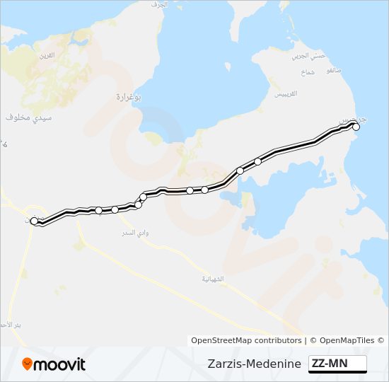 Plan de la ligne ZZ-MN de bus