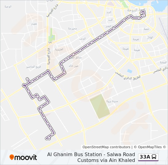 Qatar Sanaya 38 Map 33A Route: Schedules, Stops & Maps - Al Ghanim Station - Salwa Road Customs  (Updated)