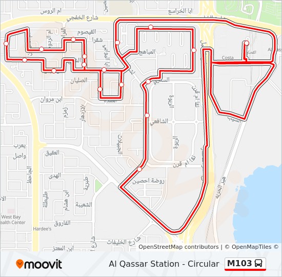 M103 Bus Route Map M103 Route: Schedules, Stops & Maps - Al Qassar Station - Circular (Updated)
