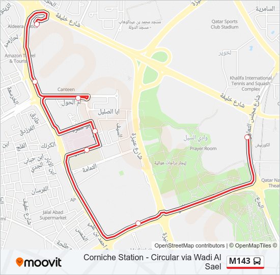 M143 Bus Line Map