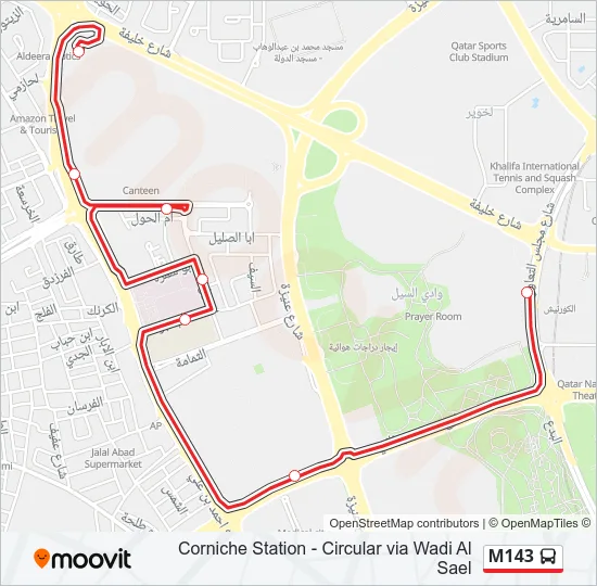 M143 Bus Line Map