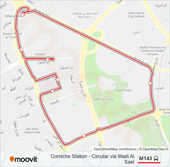 M143 Bus Line Map