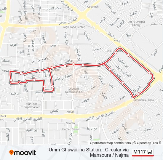 خريط الخط لـ M117 حافلة