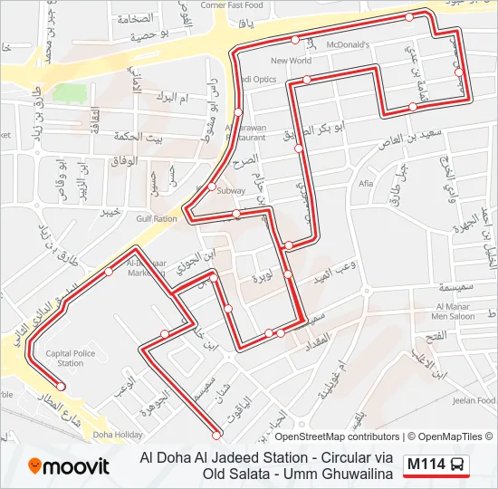 خريط الخط لـ M114 حافلة