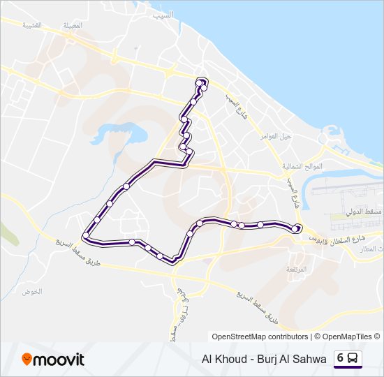 خريط الخط لـ 6 حافلة