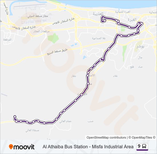 خريط الخط لـ 9 حافلة