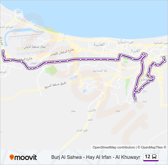 خريط الخط لـ 12 حافلة