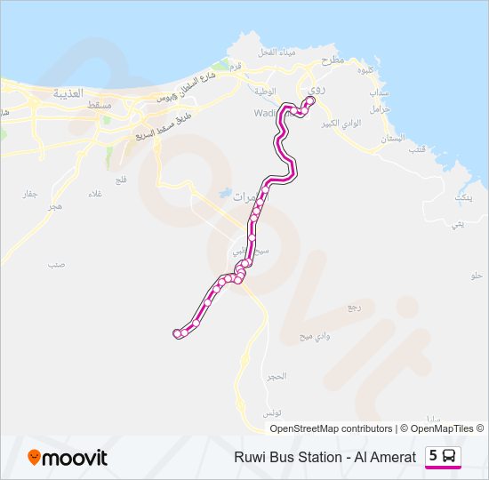 خريط الخط لـ 5 حافلة