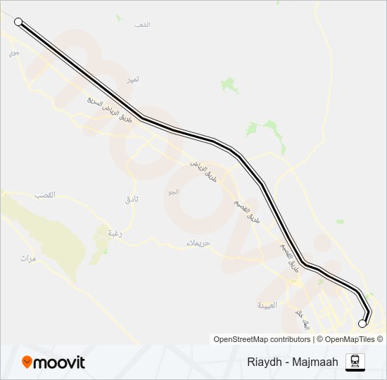 RIAYDH - MAJMAAH train Line Map