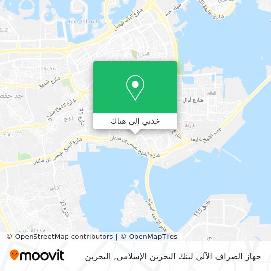 خريطة جهاز الصراف الآلي لبنك البحرين الإسلامي
