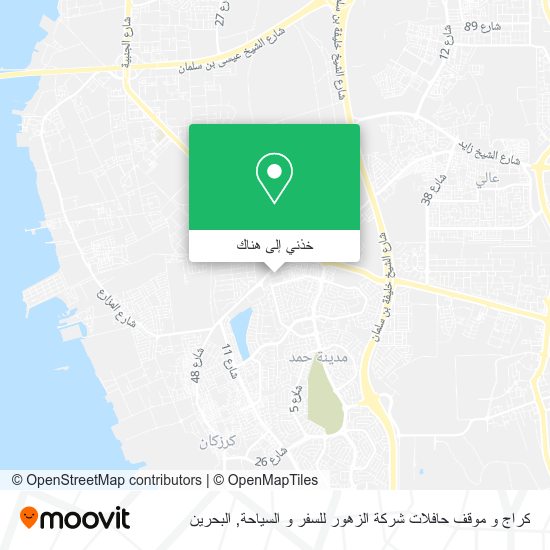 خريطة كراج و موقف حافلات شركة الزهور للسفر و السياحة