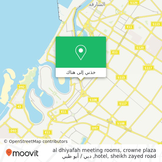 خريطة al dhiyafah meeting rooms, crowne plaza hotel, sheikh zayed road