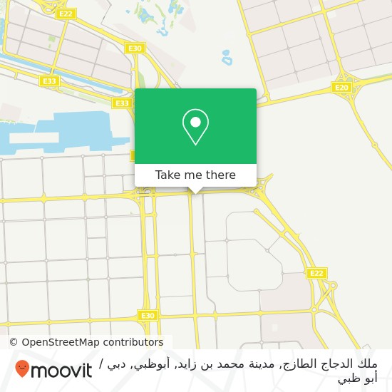 خريطة ملك الدجاج الطازج, مدينة محمد بن زايد, أبوظبي