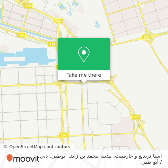 خريطة آسيا تريدنغ و غارمينت, مدينة محمد بن زايد, أبوظبي