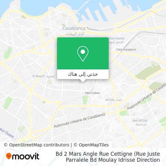خريطة Bd 2 Mars Angle Rue Cettigne (Rue Juste Parralele Bd Moulay Idrisse Direction Resistance)