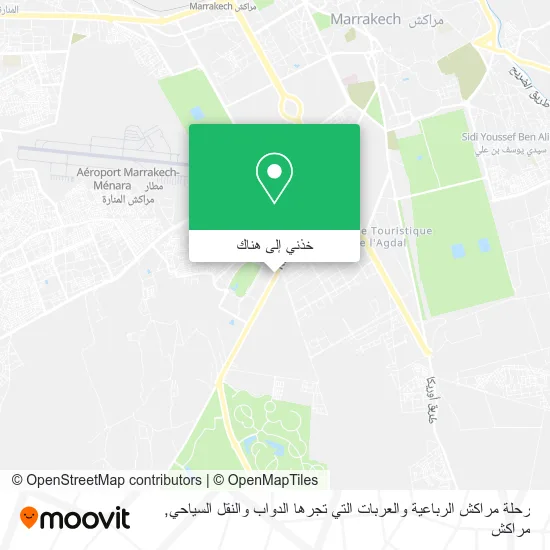 خريطة رحلة مراكش الرباعية والعربات التي تجرها الدواب والنقل السياحي