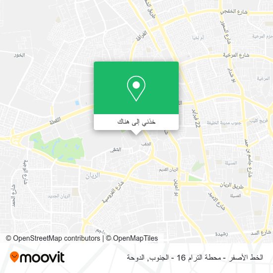خريطة الخط الأصفر - محطة الترام 16 - الجنوب