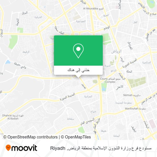 خريطة مستودع فرع وزارة الشؤون الإسلامية بمنطقة الرياض