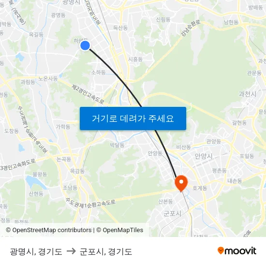 광명시, 경기도 to 군포시, 경기도 map